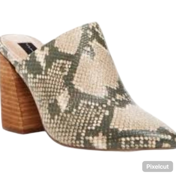 Steven By Steve Madden Shoes - STEVEN by Steve Madden NEVA Snake Print Pointed Toe Block Heel Mules Size 6
